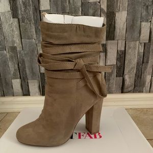 Tan booties, Just Fab